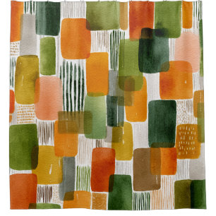 Earthy Organic Shapes in Warm Tones Shower Curtain