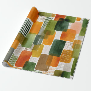 Earthy Organic Shapes in Warm Tones Wrapping Paper