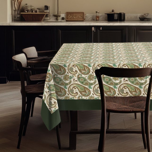 Earthy Paisley Tablecloth – Boho Charm for Dining (Earthy Paisley Tablecloth – Boho Charm for Dining)