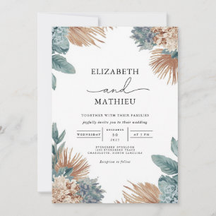 Earthy Pampas Floral Botanical Wedding Invitation