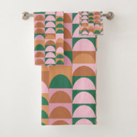 Earthy Pink and Green Geometric Shapes Pattern