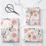 Earthy Pink Floral Botanical Watercolor Pattern Wrapping Paper Sheet<br><div class="desc">Soft pink and earthy flowers pattern wrapping papers</div>