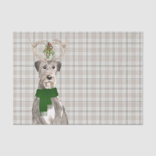 Earthy Plaid and Irish Wolfhound Dog Christmas Tissue Paper