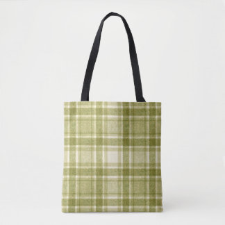 Earthy Plaid | Sage & Cream Tote Bag