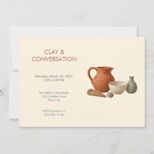 Earthy Pottery Workshop Party Invitation