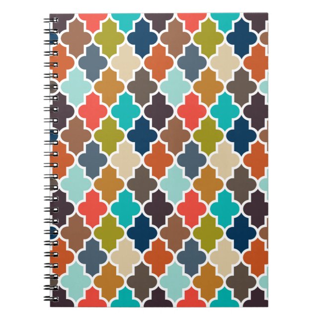 Earthy Quatrefoil Spiral Notebook (Front)