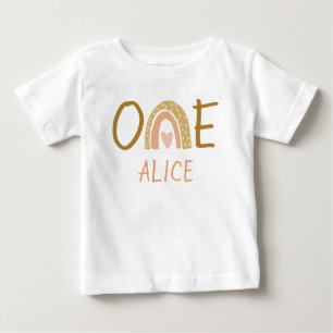 Earthy Rainbow 1st Birthday Girl Baby T-Shirt