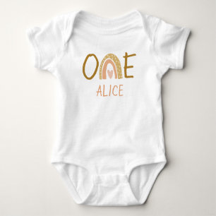 Earthy Rainbow 1st Birthday Girl Outfit Baby Bodysuit