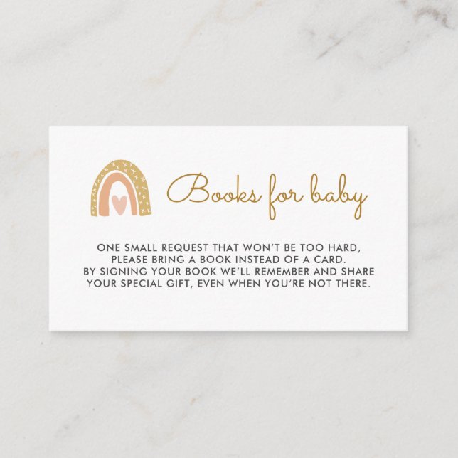 Earthy Rainbow Baby Shower Books for Baby Insert (Front)