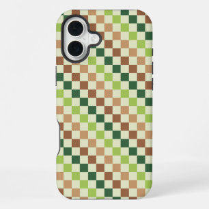 Earthy rainbow diagonal chequerboard pattern iPhone 16 plus case