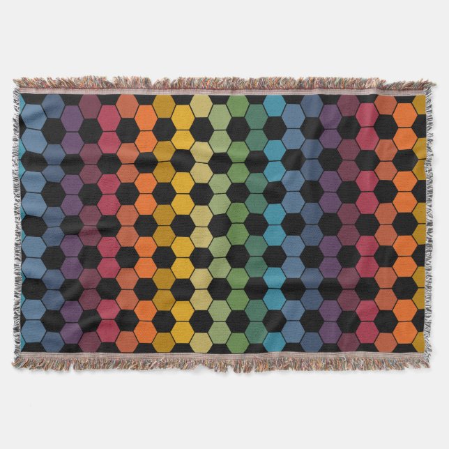 Earthy Rainbow Soccer ball print Throw Blanket (Front)