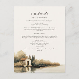 Earthy Reed Shore Tuscan Lake Wedding Details Enclosure Card