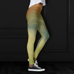 Earthy Retro Strata   Vintage Neutral Tone Agate Leggings
