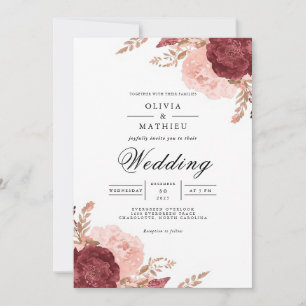 Earthy Rose Arch Flourish Wedding Invitation