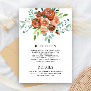 Earthy Roses Terracotta Floral Wedding Details Enclosure Card