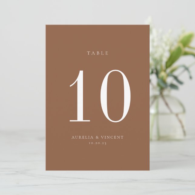 Earthy Rust Wedding Table Number Card (Standing Front)