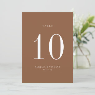 Earthy Rust Wedding Table Number Card