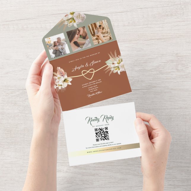 Earthy Rustic Fall Wedding All In One Invitation (Tearaway)