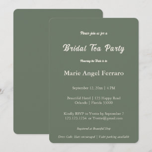 Earthy Sage Green Minimalist Bridal Tea Party Invitation