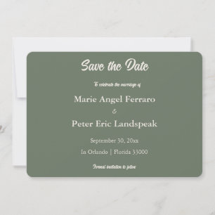 Earthy Sage Green Minimalist Monogram Save The Date