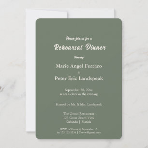 Earthy Sage Green Minimalist Rehearsal Dinner Invitation