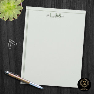 Earthy Sage Green Organic Minimalist Professional Custom Letterhead