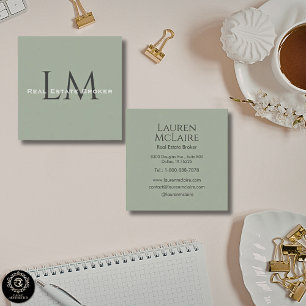 Earthy Sage Green Organic Modern Minimalist Calling Card