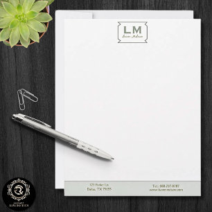 Earthy Sage Green Organic Modern Minimalist Custom Letterhead