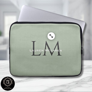Earthy Sage Green Organic Modern Minimalist Laptop Sleeve