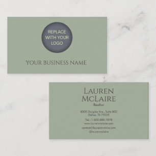 Earthy Sage Green Organic Modern Minimalist Logo Business Card