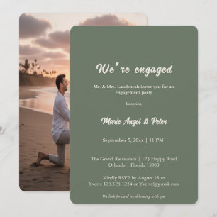 Earthy Sage Green Photo Engagement Party Invitation