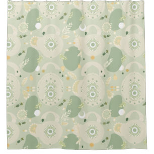 Earthy Sage Green Shower Curtain – Boho Design