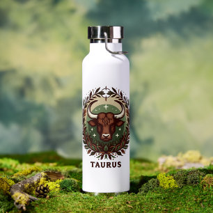 Earthy, Sensual Taurus Zodiac Star Sign Art Design Water Bottle