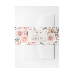 Earthy Shade Flowers Pattern Elegant Wedding Invitation Belly Band