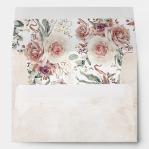 Earthy Shade Watercolor Flowers Pattern Botanical  Envelope