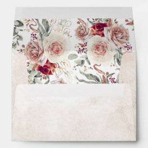 Earthy Shade Watercolor Flowers Pattern Botanical Envelope