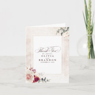 Earthy Shades Floral Wedding Thank You Card