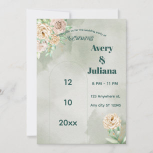 Earthy Shades Flowers Boho Elegant Sage Green Invitation