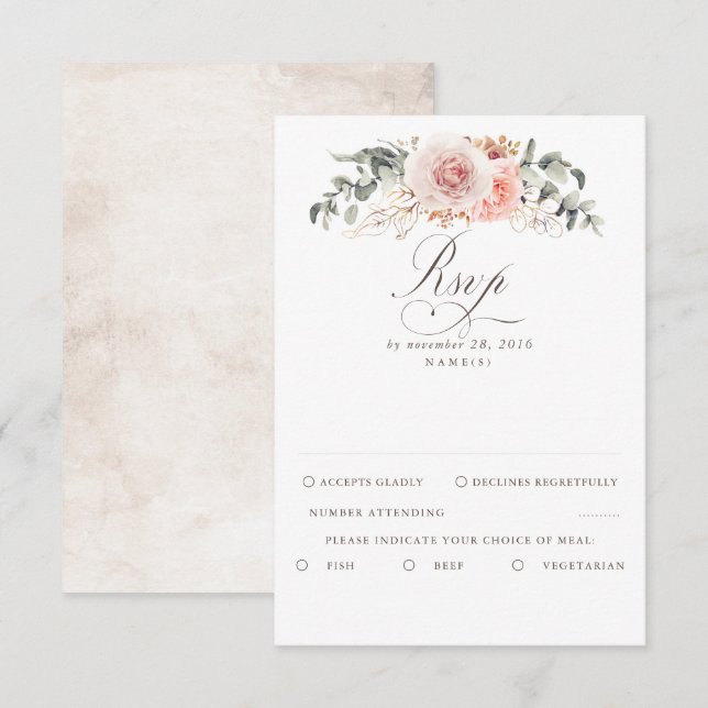 Earthy Shades Foliage Boho Wedding RSVP Card (Front/Back)