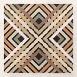 Earthy Squares Pattern Glass Coaster