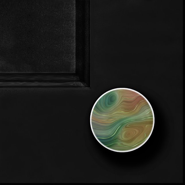 Earthy Strata | Neutral Green Brown Gold Agate Ceramic Knob (Creator Uploaded)