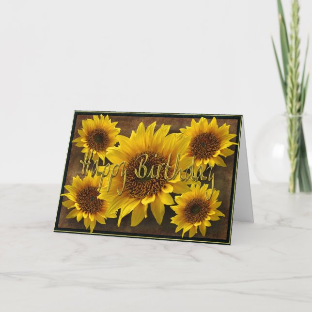 Earthy Sunflowers Happy Birthday Card (Front)