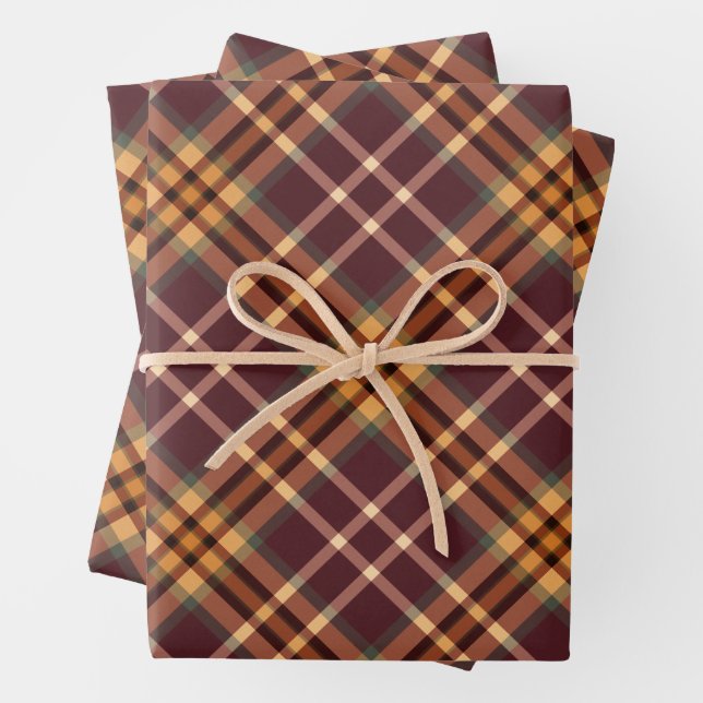 Earthy Tartan Plaids Wrapping Paper Sheet (In situ)