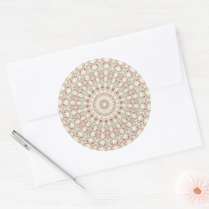 Earthy Taupe and Rust Mandala Pattern Classic Round Sticker