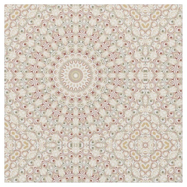 Earthy Taupe and Rust Mandala Pattern Fabric (Close Up)