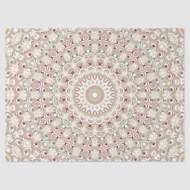 Earthy Taupe and Rust Mandala Pattern Tissue Paper (Front)