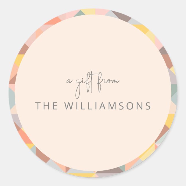 Earthy Taupe Yellow Fall Gift From Custom Name Classic Round Sticker (Front)