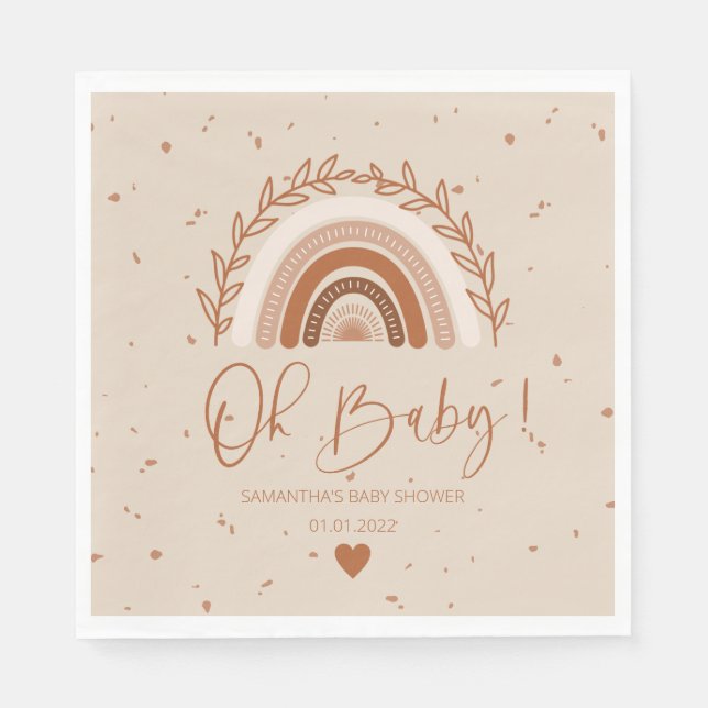  Earthy Terracotta Boho Rainbow Table Napkins (Front)