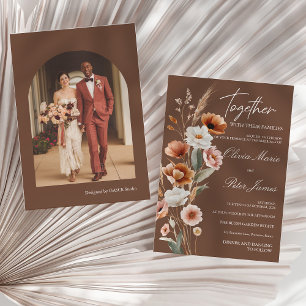 Earthy Terracotta Boho Watercolor Wedding Invitation