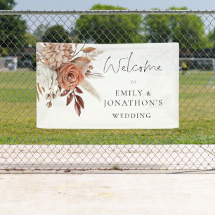 Earthy Terracotta Florals Welcome to Wedding Banner